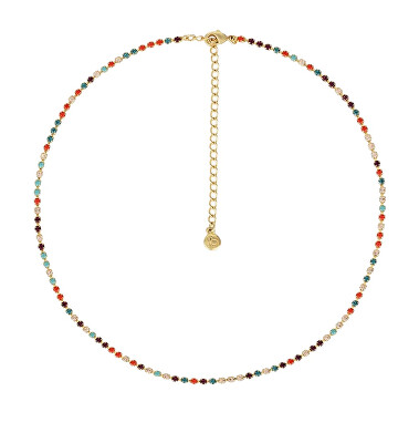 Preciosa - Pozlacený náhrdelník s českým křišťálem Choker Glowline Royal Lagoon 2570Y70