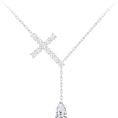 Preciosa - Stříbrný náhrdelník Křížek Shiny Cross s kubickou zirkonií Preciosa 5301 00