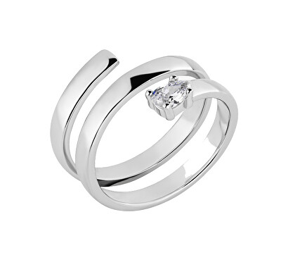 Preciosa - Stříbrný otevřený prsten s kubickým zirkonem Twist Drop Glamour 5423 00