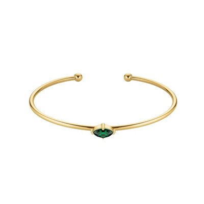 Rosefield - Otevřený pevný náramek s zeleným Swarovski krystalem JBEMG-J1242