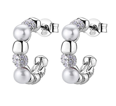 Rosato - Cercei rotunzi de lux cu perle autentice și zircon Azzurra RZAZ035
