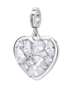 Rosato - Stříbrný srdíčkový přívěsek s čirými zirkony Storie RZ242R