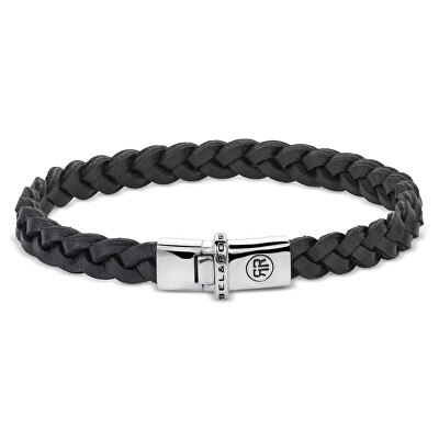 Rebel&Rose - Černý kožený náramek Small Braided Raw Black RR-L0170-S