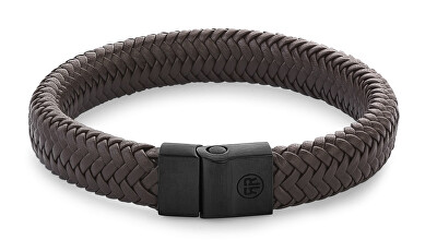 Rebel&Rose - Hnědý kožený náramek Herringbone Brown Black RR-M0023-B