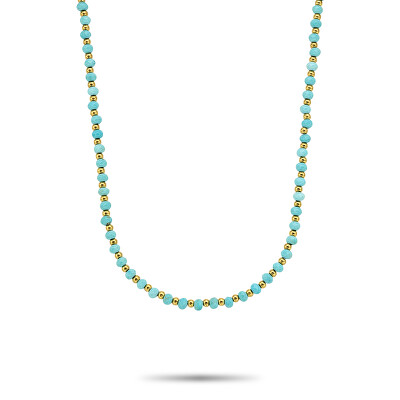 Rebel&Rose - Korálkový náhrdelník Mix Turquoise Gold RR-NL047-G-40