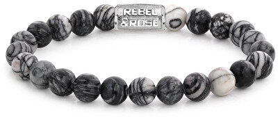 Rebel&Rose - Korálkový náramek Black Wolf RR-80032-S