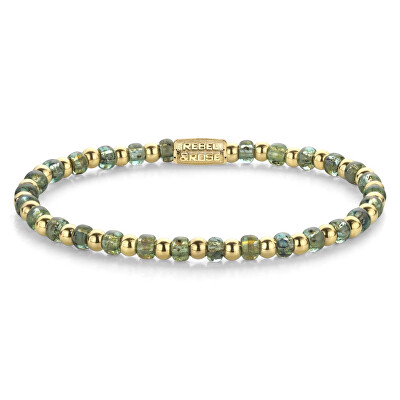 Rebel&Rose - Korálkový náramek Mix Glass Rocks Secret Garden Gold RR-40145-G