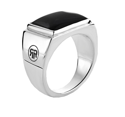 Rebel&Rose - Nadčasový stříbrný prsten Square Onyx Lowneck RR-RG030-S