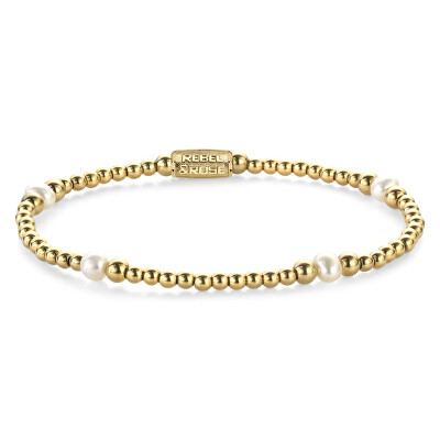 Rebel&Rose - Pozlacený korálkový náramek Touch of Pearl Gem RR-40136-G