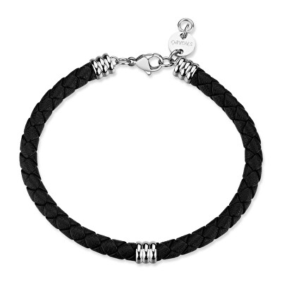 S'Agapõ - Černý kožený náramek Nomad SNO12