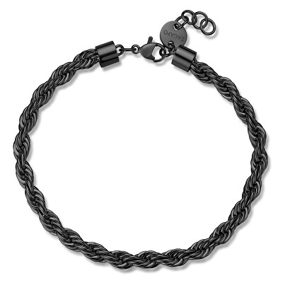 S'Agapõ - Černý náramek z oceli Valis Ripple SRP94
