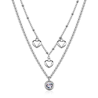 S'Agapõ - Dvojitý ocelový náhrdelník s přívěsky Aurora SAR58