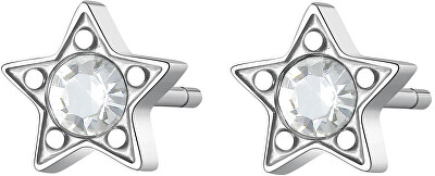 S'Agapõ - Elegantní ocelové náušnice s čirými krystaly CLICK SCK46