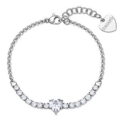S'Agapõ - Elegantní ocelový náramek s jiskřivým srdcem Dazzly SDZ151