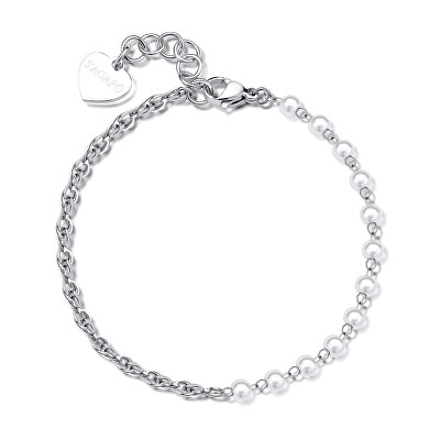 S'Agapõ - Elegantní ocelový náramek s perlami Chunky SHK67