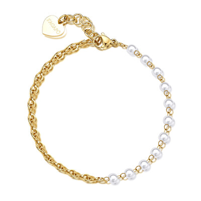 S'Agapõ - Elegantní pozlacený náramek s perlami Chunky SHK68