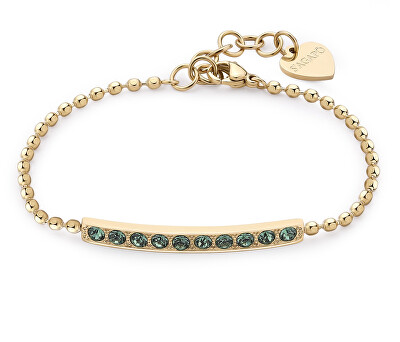 S'Agapõ - Elegantní pozlacený náramek se zelenými krystaly Dazzly SDZ19