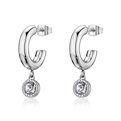 S'Agapõ - Kruhové ocelové náušnice s krystaly Aurora SAR68