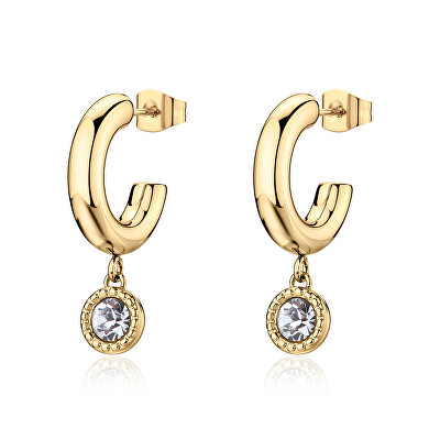S'Agapõ - Kruhové pozlacené náušnice s krystaly Aurora SAR69