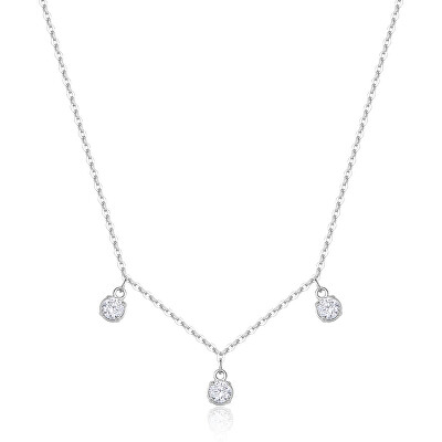 S'Agapõ - Minimalistický ocelový náhrdelník s kubickými zirkony Dazzly SDZ141