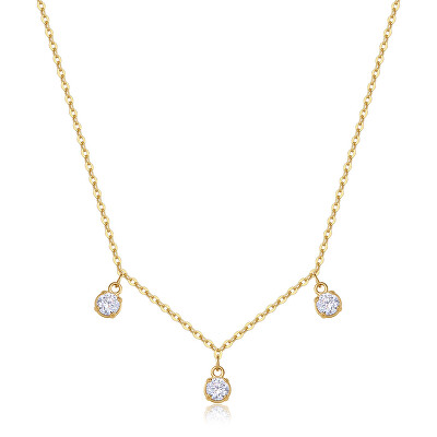 S'Agapõ - Minimalistický pozlacený náhrdelník s kubickými zirkony Dazzly SDZ145