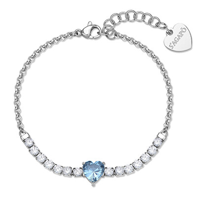 S'Agapõ - Moderní ocelový náramek se zirkony Srdce Dazzly SDZ152