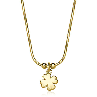 S'Agapõ - Moderní pozlacený náhrdelník pro štěstí Čtyčlístek Click SCK283