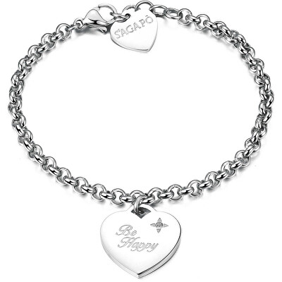 S'Agapõ - Ocelový náramek Be My Always Be Happy SBM17