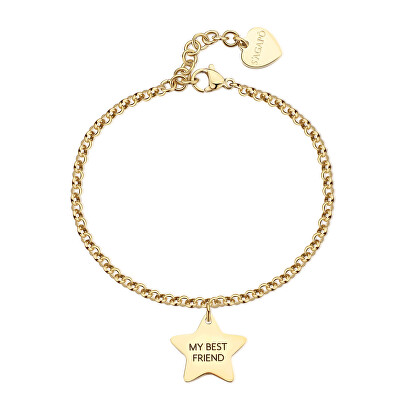 S'Agapõ - Ocelový pozlacený náramek s přívěskem Besties Forever Be My Family SBY033