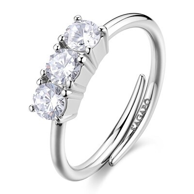 S'Agapõ - Ocelový prsten s kubickými zirkony Dazzly SDZ155