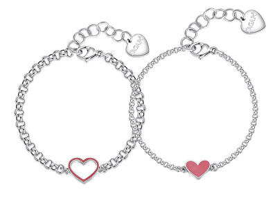 S'Agapõ - Set půvabných náramků z oceli Srdíčka Me + You SEY18