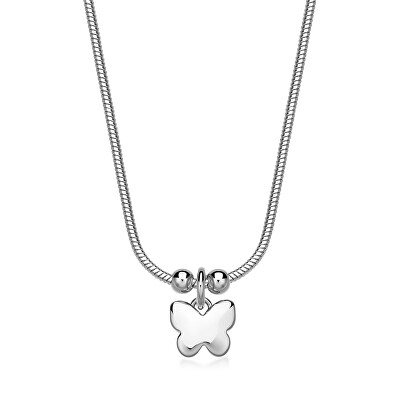 S'Agapõ - Slušivý ocelový náhrdelník Motýl Click SCK279