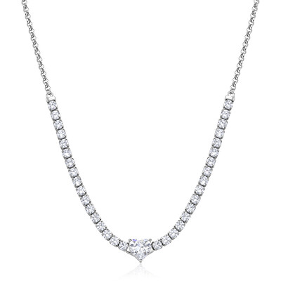 S'Agapõ - Úchvatný ocelový náhrdelník s kubickými zirkony Srdce Dazzly SDZ147