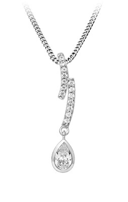 Silver Cat - Oslnivý stříbrný náhrdelník s kubickými zirkony SC537 (řetízek, přívěsek)