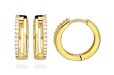 Silver Cat - Pozlacené kruhové náušnice s kubickými zirkony SC540