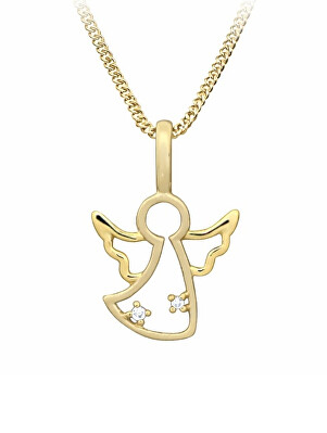 Silver Cat - Pozlacený náhrdelník Andělíček se zirkony SC642 (řetízek, přívěsek)