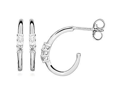 Silver Cat - Stříbrné kruhové náušnice s kubickými zirkony Beauty SC638