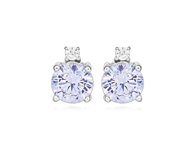 Silver Cat - Stříbrné náušnice se syntetickým ametystem Colored Stones SC657