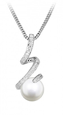 Silver Cat - Okouzlující náhrdelník se zirkony a perlou SC494 (řetízek, přívěsek)