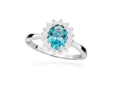 Silver Cat - Stříbrný prsten se zirkony a syntetickým turmalínem Colored stones SC644