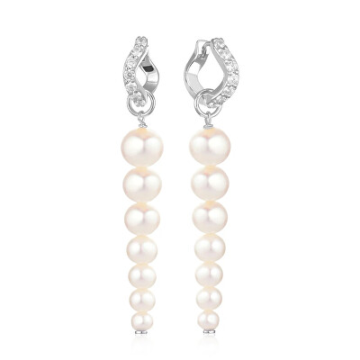 Sif Jakobs - Elegantní stříbrné náušnice s pravými perlami a zirkony Ponza SJ-E2447-PCZ