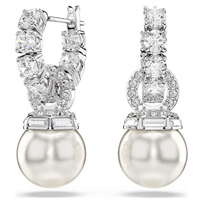 Swarovski - Blyštivé náušnice 2v1 se zirkony a křišťálovou perlou Matrix 5691716