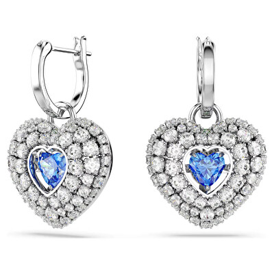 Swarovski - Blyštivé visací náušnice Srdce se zirkony Idyllia 5680392