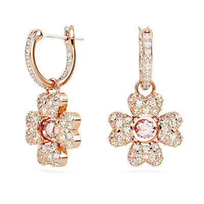 Swarovski - Bronzové náušnice 2v1 Čtyřlístek s krystaly Idyllia 5674212