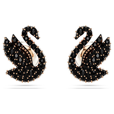 Swarovski - Ikonické náušnice s černými krystaly Swan 5684608