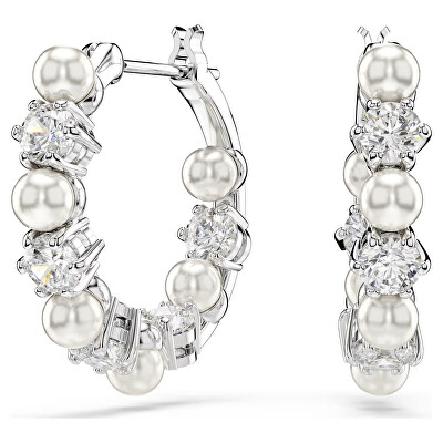 Swarovski - Kruhové náušnice s křišťálovými perlami a zirkony Matrix 5709256