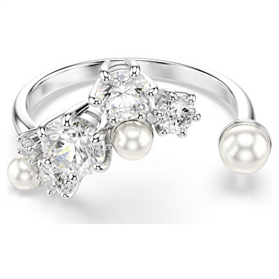Swarovski - Otevřený prsten s křišťálovou perlou a krystaly Constella 5705597