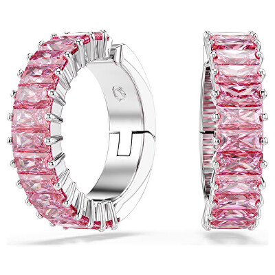 Swarovski - Třpytivé navlékací náušnice s růžovými Swarovski zirkony Matrix 5719140