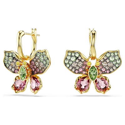Swarovski - Pozlacené náušnice 2v1 Motýl s krystaly Idyllia 5709953
