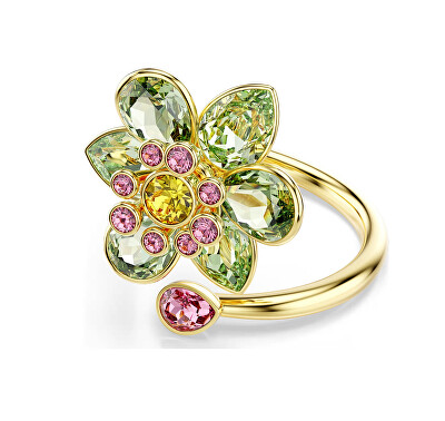 Swarovski - Pozlacený květinový prsten s křišťály Idyllia 5720297